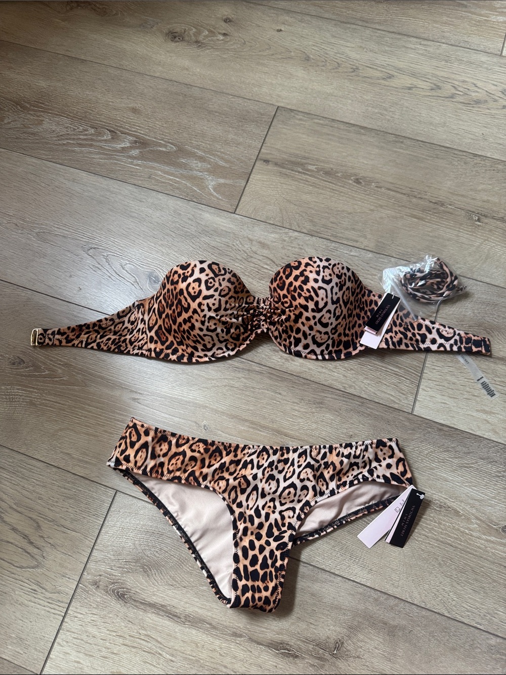 Victoria's Secret Leopard Print Push-Up Bikini - Beige/Black